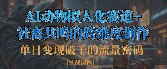 单日变现破千的流量密码，AI动物拟人化赛道+社畜共鸣的跨维度创作-富吧资源站