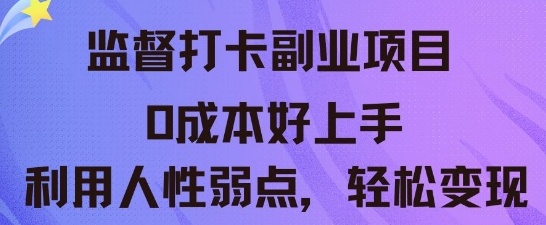 监督打卡副业新玩法,0成本好上手,利用人性的弱点轻松变现-富吧资源站