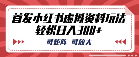 首发小红书虚拟资料玩法，可矩阵，可放大，轻松日入3张-富吧资源站
