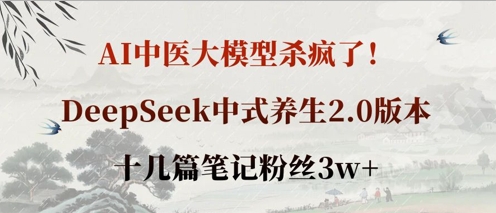 AI中医大模型杀疯了！DeepSeek中式养生2.0版本，十几篇笔记粉丝3w+-富吧资源站