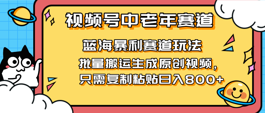 （14314期）2025视频号中老年短视频蓝海暴利风口！复制粘贴搬运视频单日赚800+，无...-富吧资源站