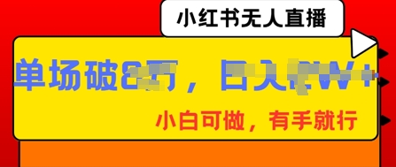 小红书无人直播，纯小白可做，有手就行，单场直播销售额破8w-富吧资源站