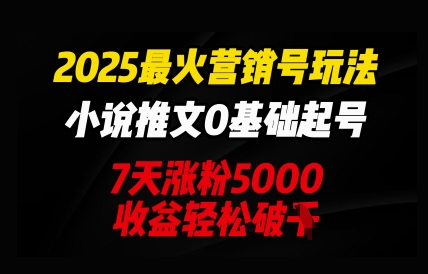 2025最火营销号玩法：小说推文0基础起号，7天涨粉5000，收益轻松破k-富吧资源站