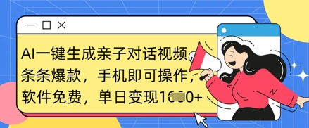 AI一键生成亲子对话视频,条条爆款,一部手机即可操作,单日变现数张-富吧资源站