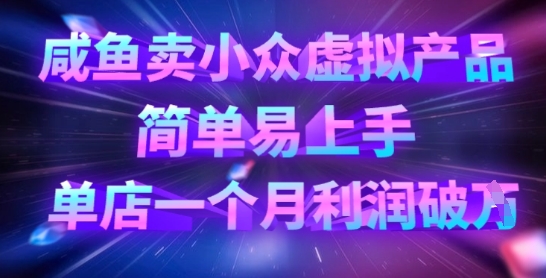 咸鱼卖小众虚拟产品,简单易上手,单店一个月利润破W-富吧资源站